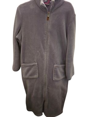 croft & barrow Lavender-Gray Terry Long Zip Teddy Coat